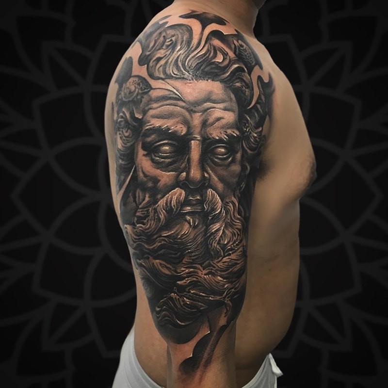 atlas tattoo blackandgray greekmythology statue  Instagram